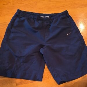 Nike Dark Blue Men's Training Shorts with White Swoosh